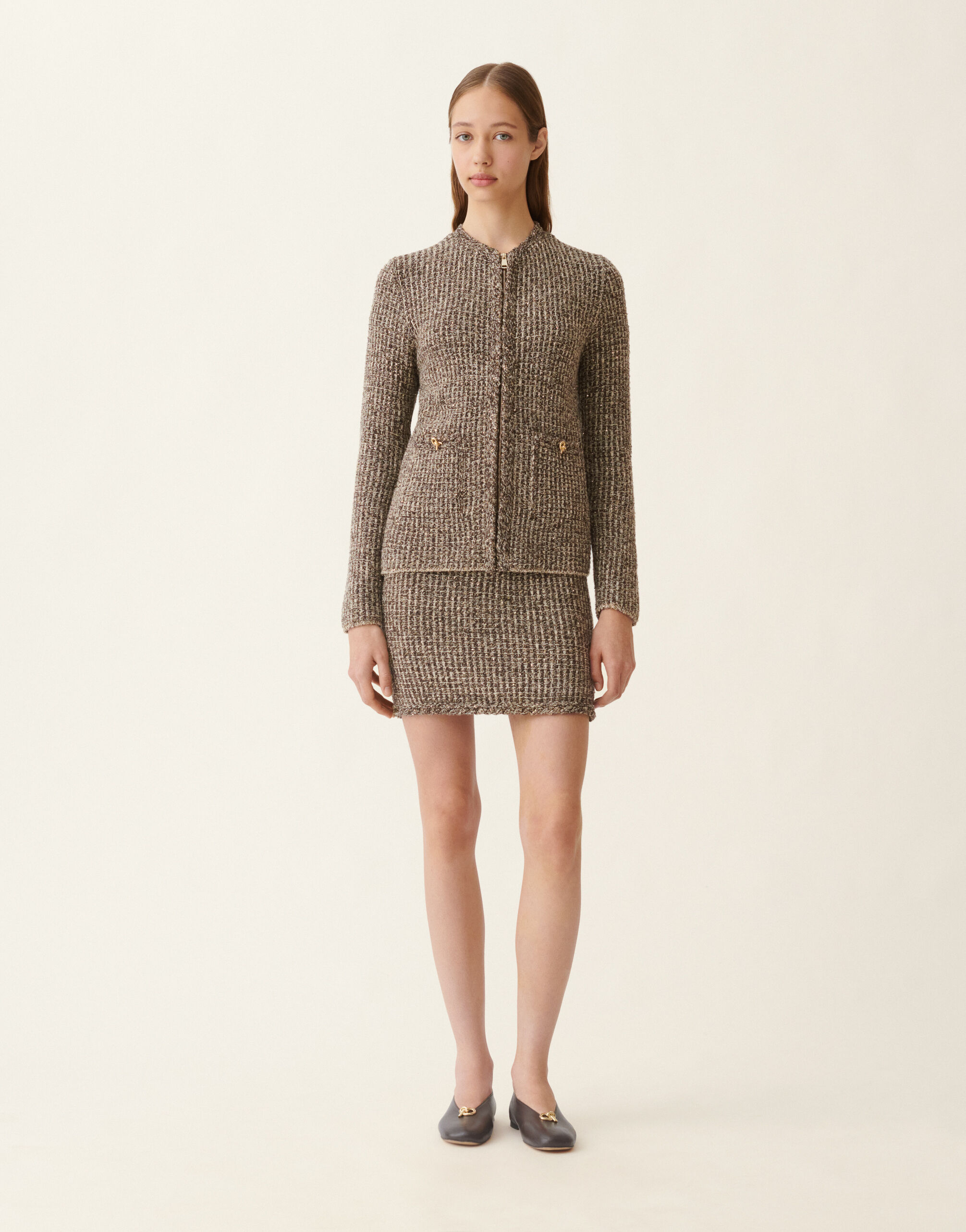 Fabiana Filippi Veste en tweed, ébène ébène GCD216F165M2570000