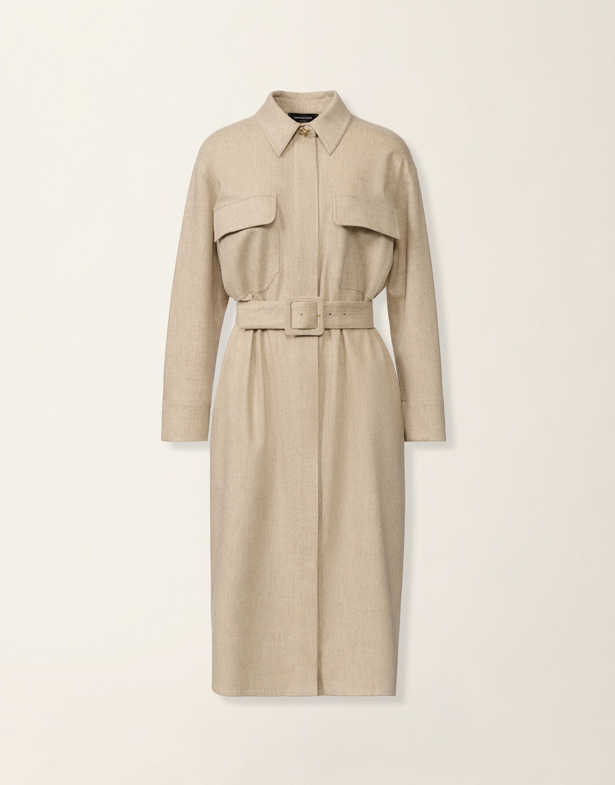 Fabiana Filippi Flannel safari dress, greige Greige ABD226F583M4270000