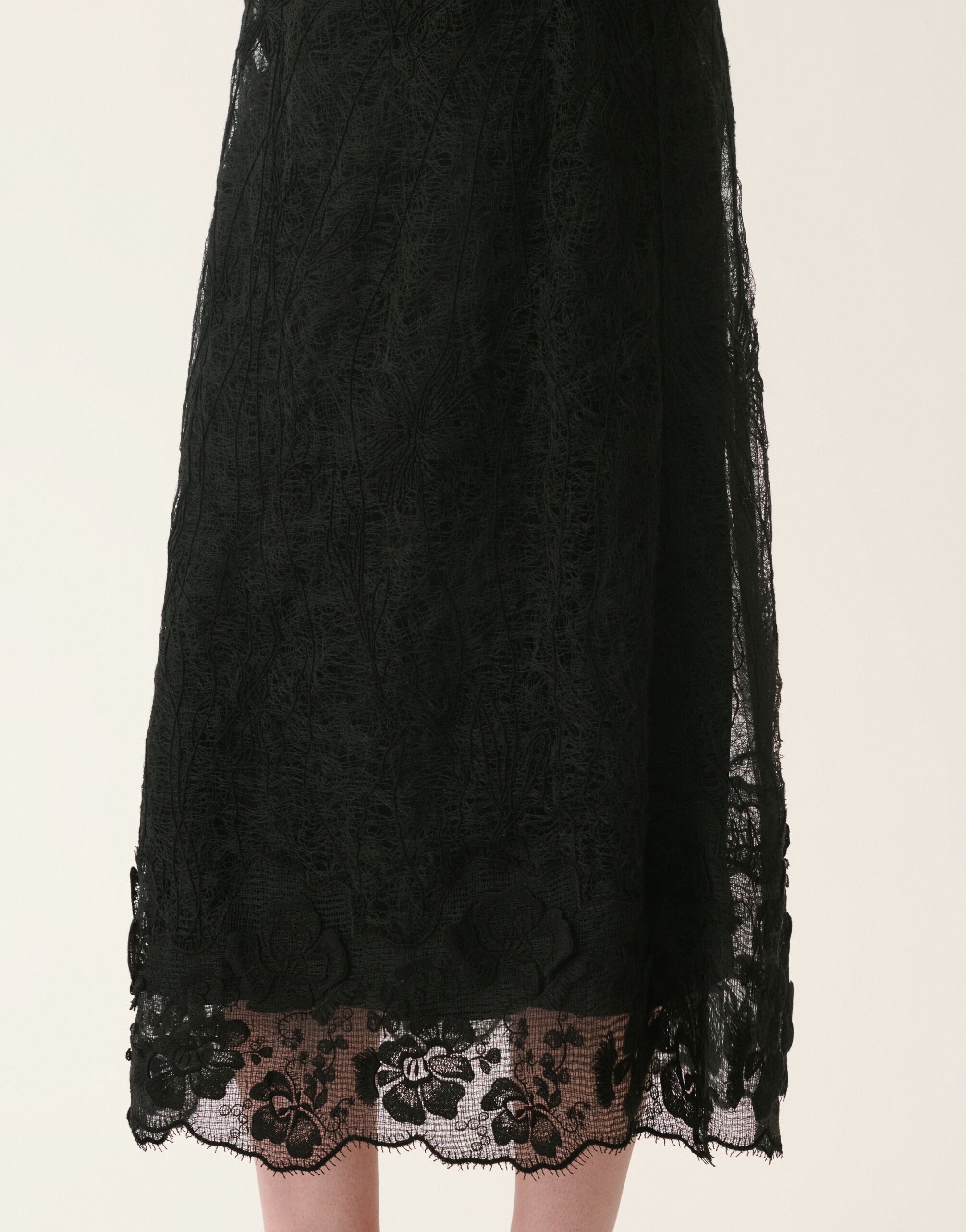 Fabiana Filippi Flared midi skirt in embroidered lace, black Black GND226F798M4340000