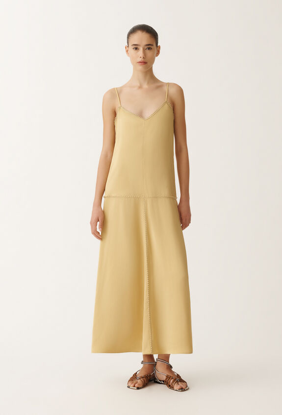 Fabiana Filippi Viscose satin lingerie dress, gold YELLOW ABD265F208L1740000