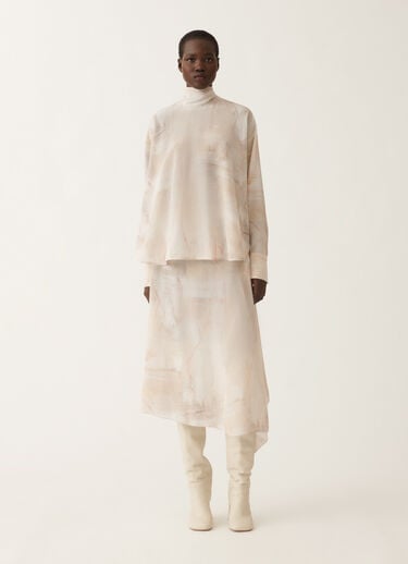 Fabiana Filippi Top in crepe de chine stampato, burro, acero e peonia BEIGE TPD215F318D8860000