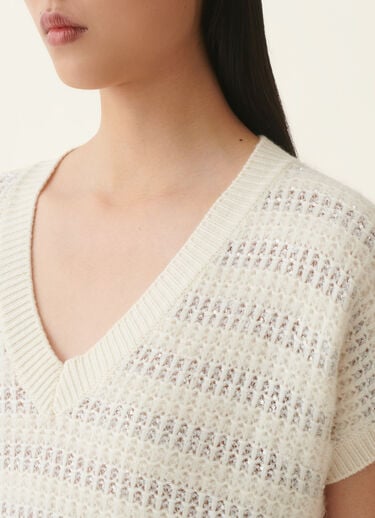 Platinum und Mohairpullover, Raffia Fabiana Filippi Platinum und Mohairpullover, Raffia Raffia MAD226F471M4200000