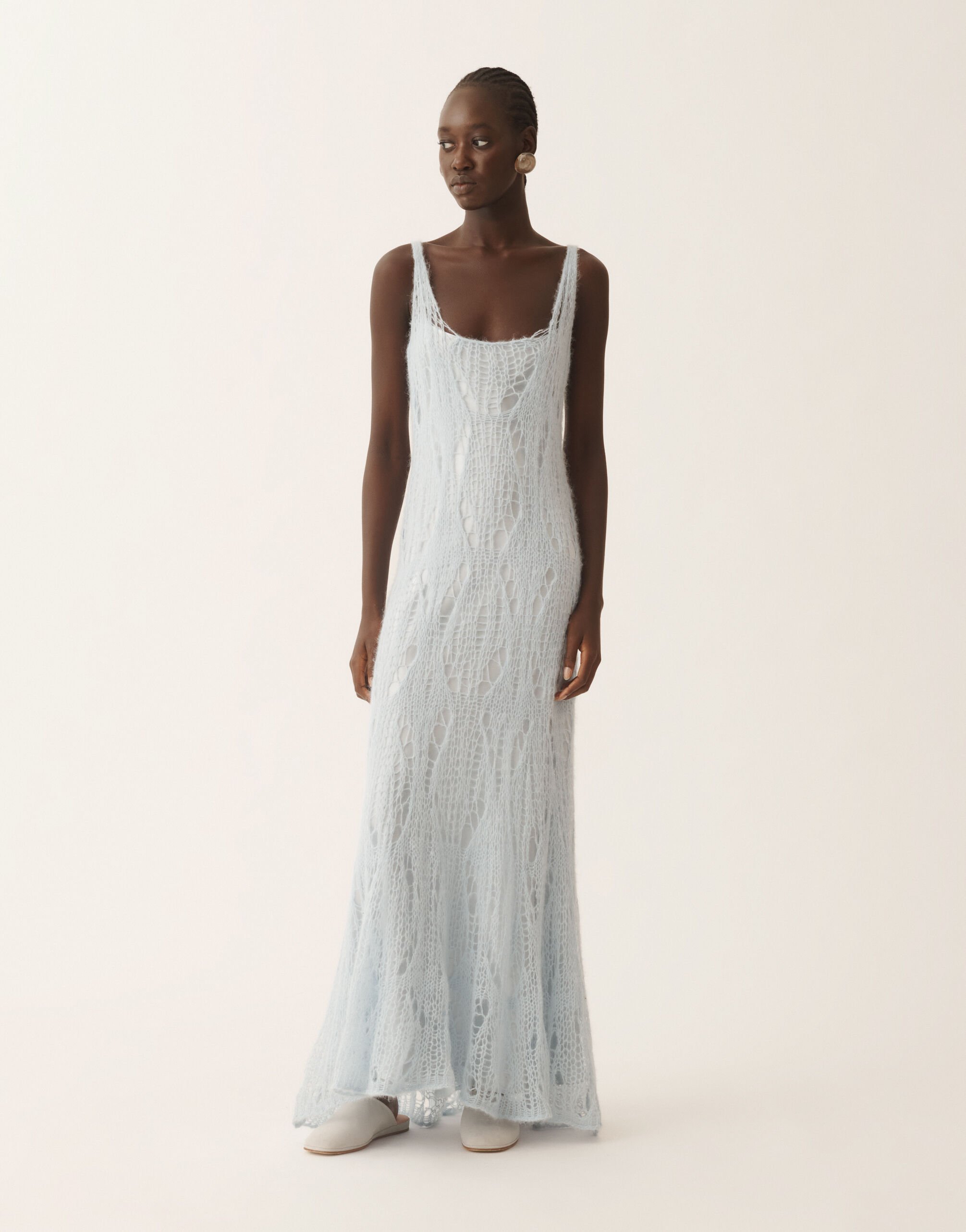 Long tank dress in mohair, aqua for Women | Fabiana Filippi®