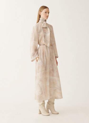 Fabiana Filippi Printed crepe de chine dress, butter, maple and peony BEIGE ABD215F190D8860000