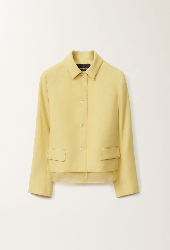 Fabiana Filippi Jacke aus Geflecht in Wolle und Leinen, zedernfarben GELB GCD265F314D8220000