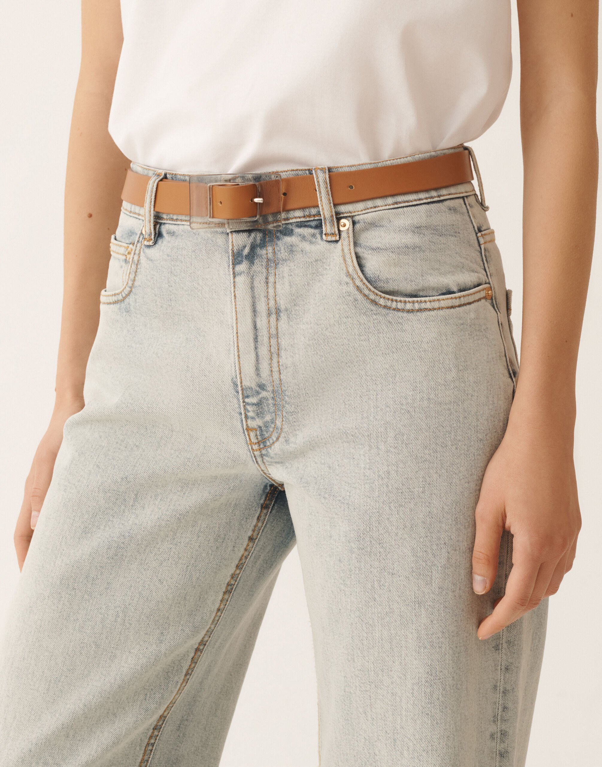 Fabiana Filippi Calf leather belt, leather Brown AAD266A860M0260000