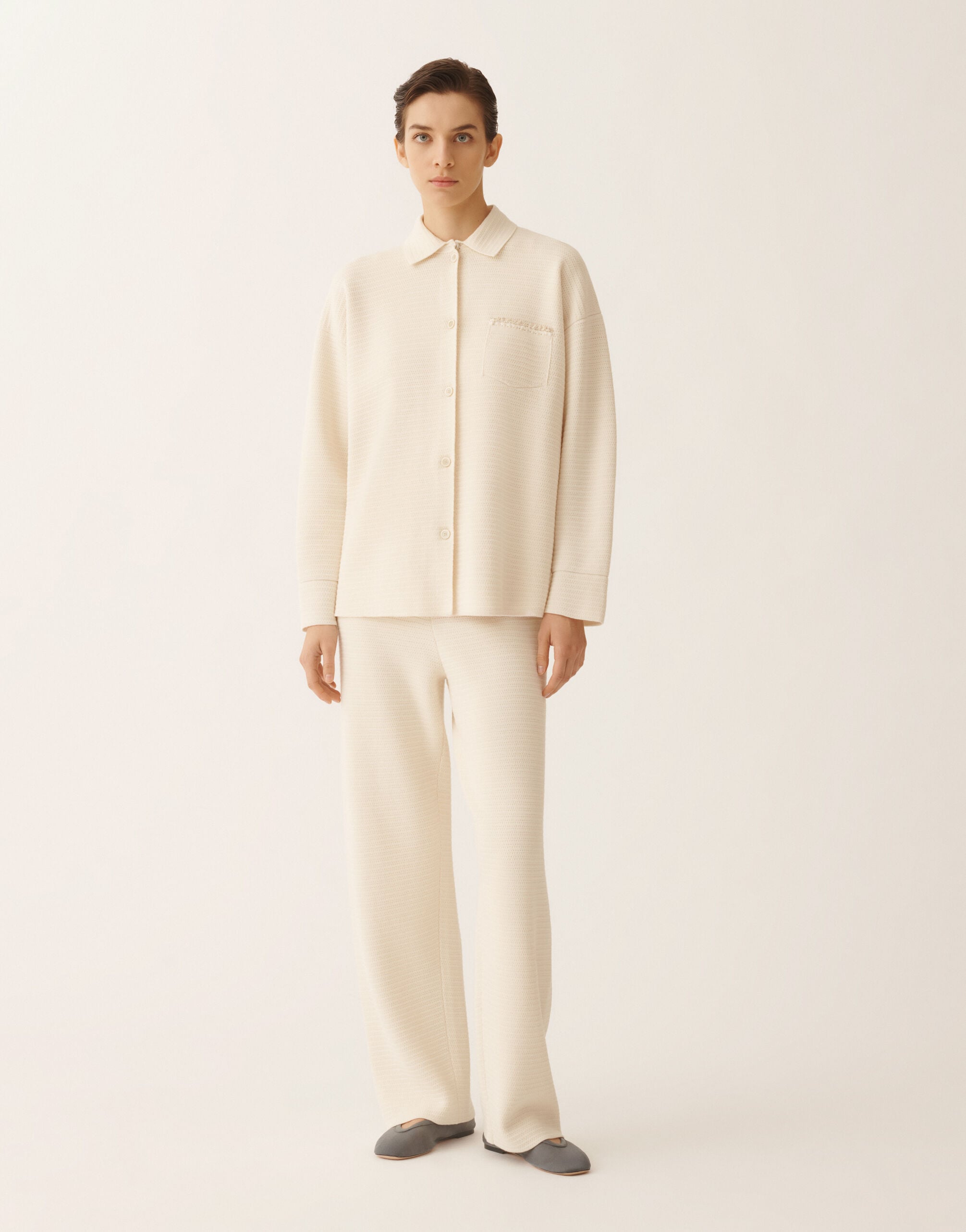 Wool and cotton shirt, butter for Women | Fabiana Filippi®