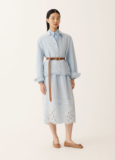 Fabiana Filippi Gonna midi in tela di lino, azzurro cielo AZZURRO CIELO GND276F848M1780000