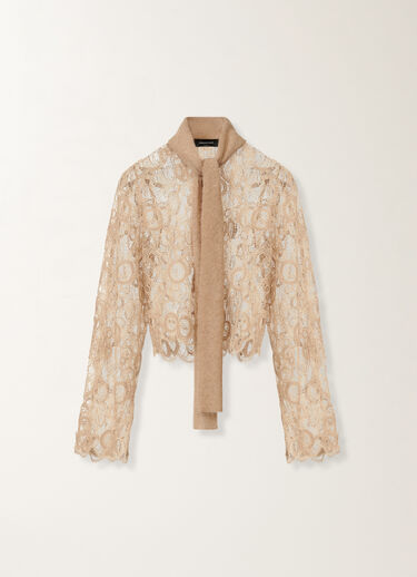 Fabiana Filippi Camicia cropped in pizzo macramè, acero BEIGE CAD215F327L5520000