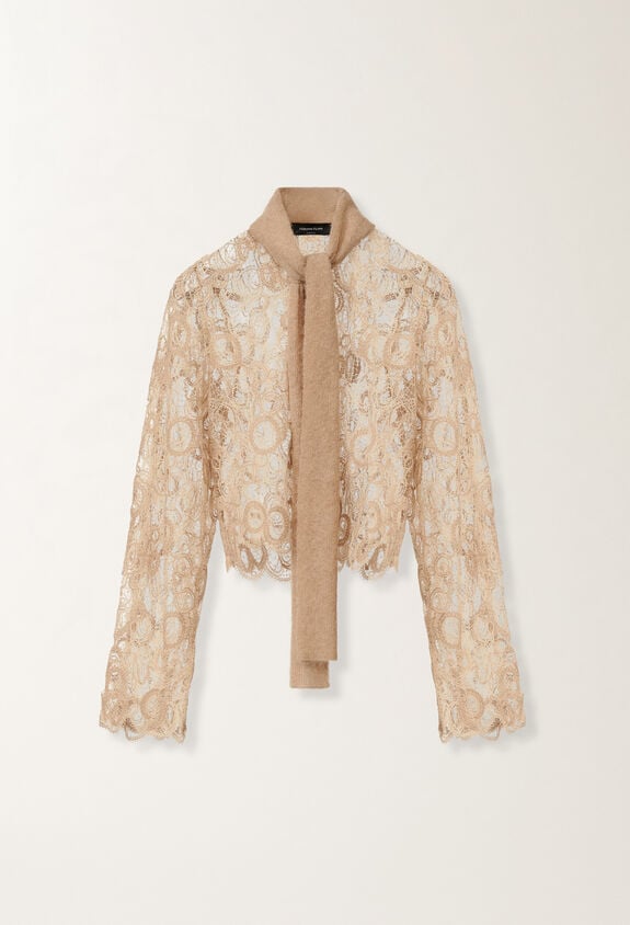 Fabiana Filippi Macramé lace cropped shirt, maple BEIGE CAD215F327L5520000