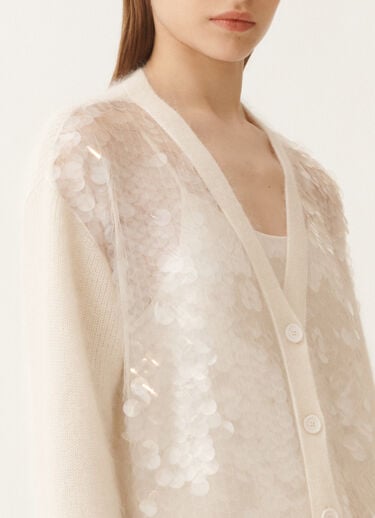 Fabiana Filippi Cardigan in brushed merino and mohair, raffia White MAD225F494L6230000