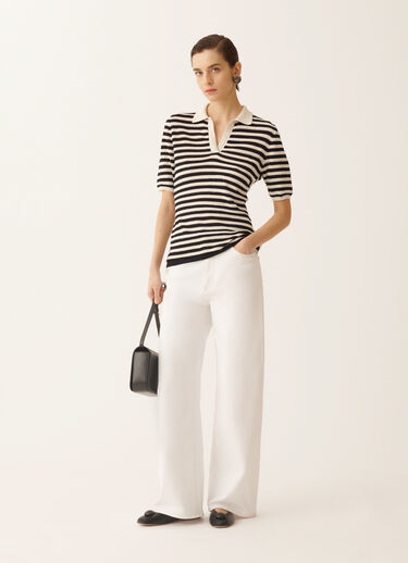 Fabiana Filippi Polo en coton biologique avec micro sequins, couleur beurre et bleu BLEU NUIT MAD276F474M1660000