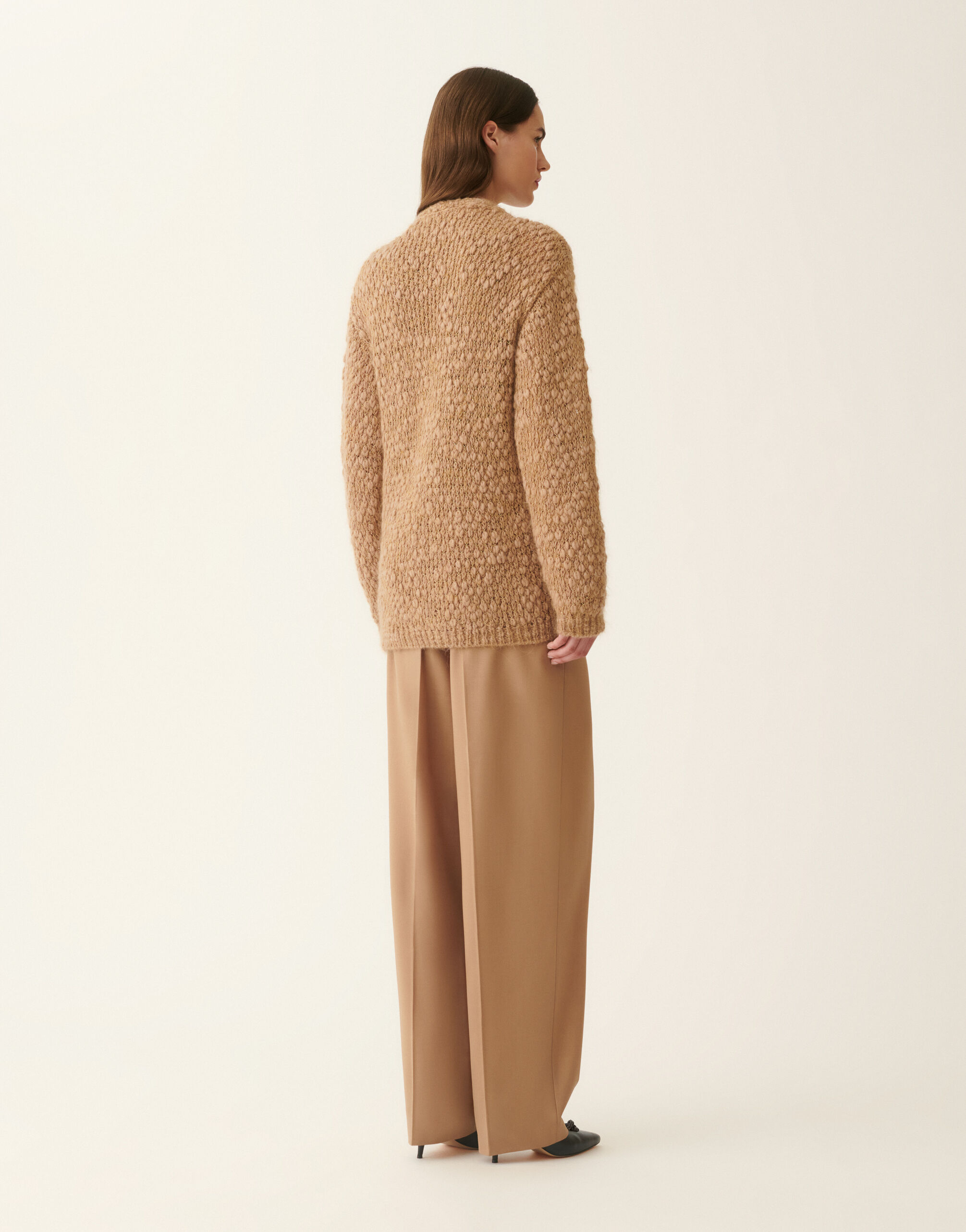 Fabiana Filippi Bouclé and micro-sequin cardigan, rattan Rattan MAD226F481M3690000