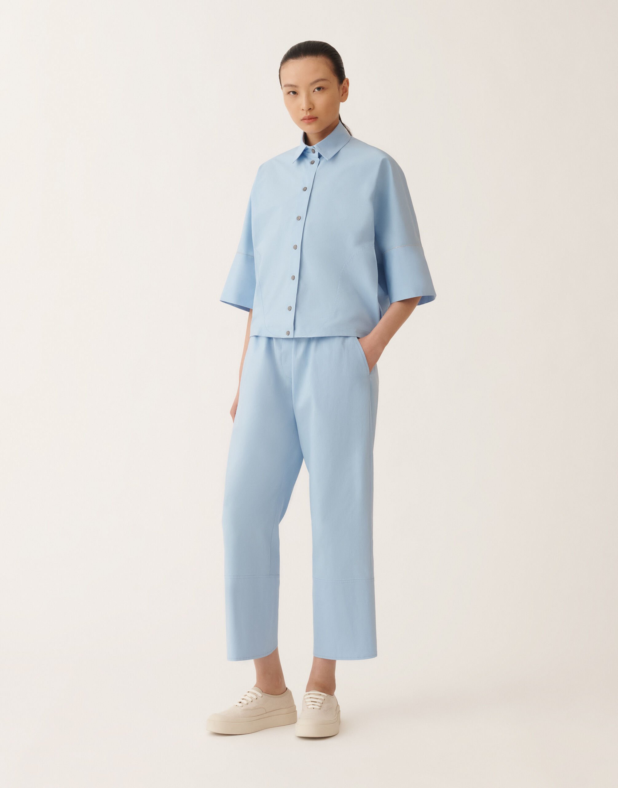 Fabiana Filippi Bluse aus Stretch-Popeline, hellblau HELLBLAU CADC02F356H5450000