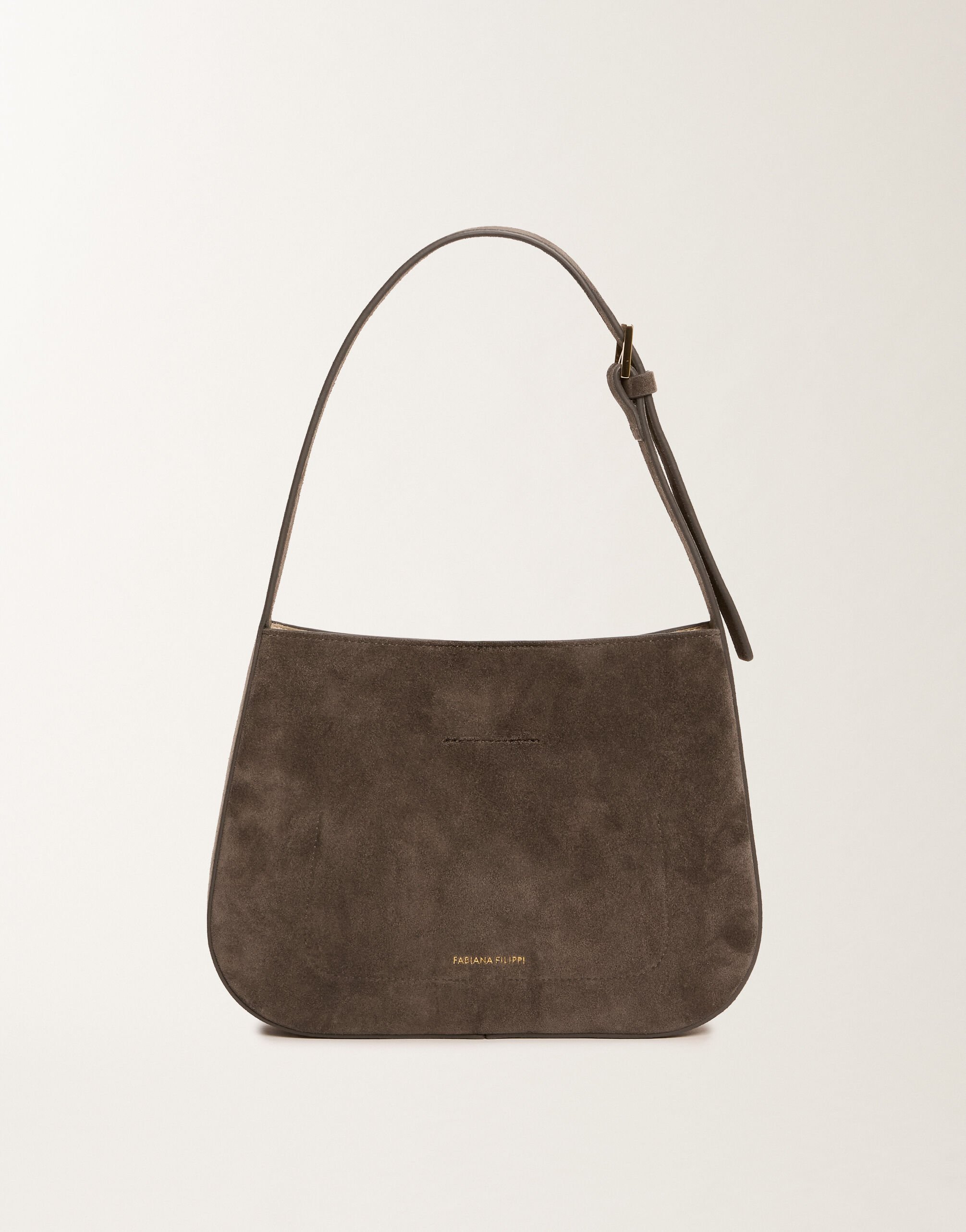 Fabiana Filippi Small Eclissi hobo bag in suede, smoke Grey BGD225A858L8070000