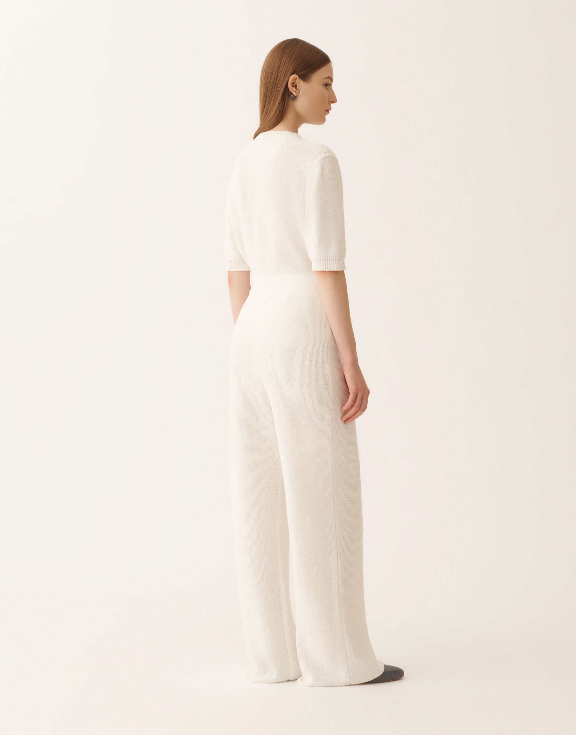 Fabiana Filippi White cotton and linen pants with sequins White PAD266F351D2730000