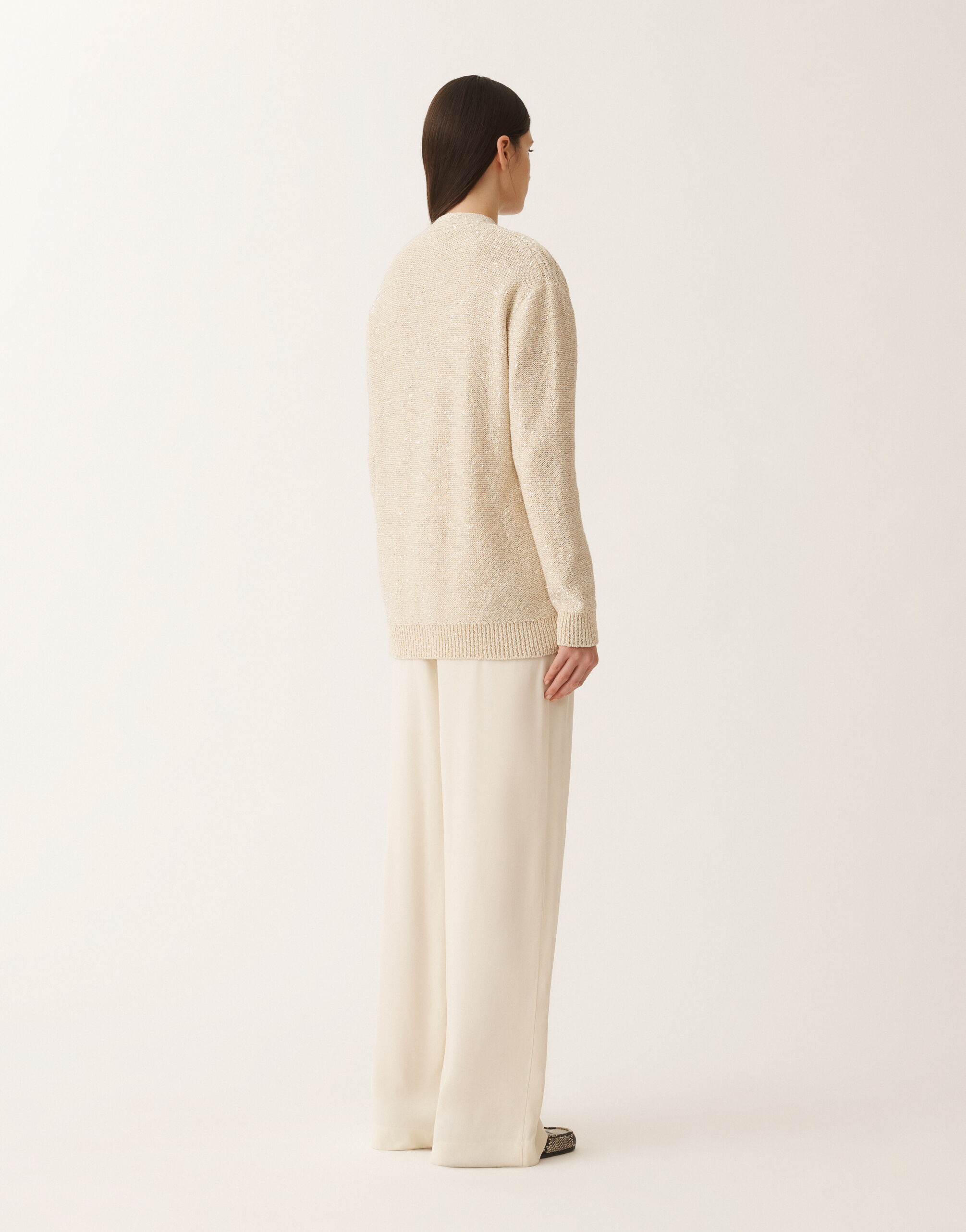 Fabiana Filippi Cotton knitted cardigan with sequins, vanilla VANILLA MAD275F555L3310000