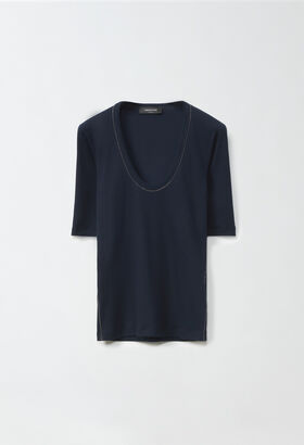 Fabiana Filippi Jersey T-shirt, midnight blue WHITE MAD264F031N9000000