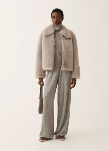 Fabiana Filippi Brushed shearling coat, rock Grey PLD225F713L6470000