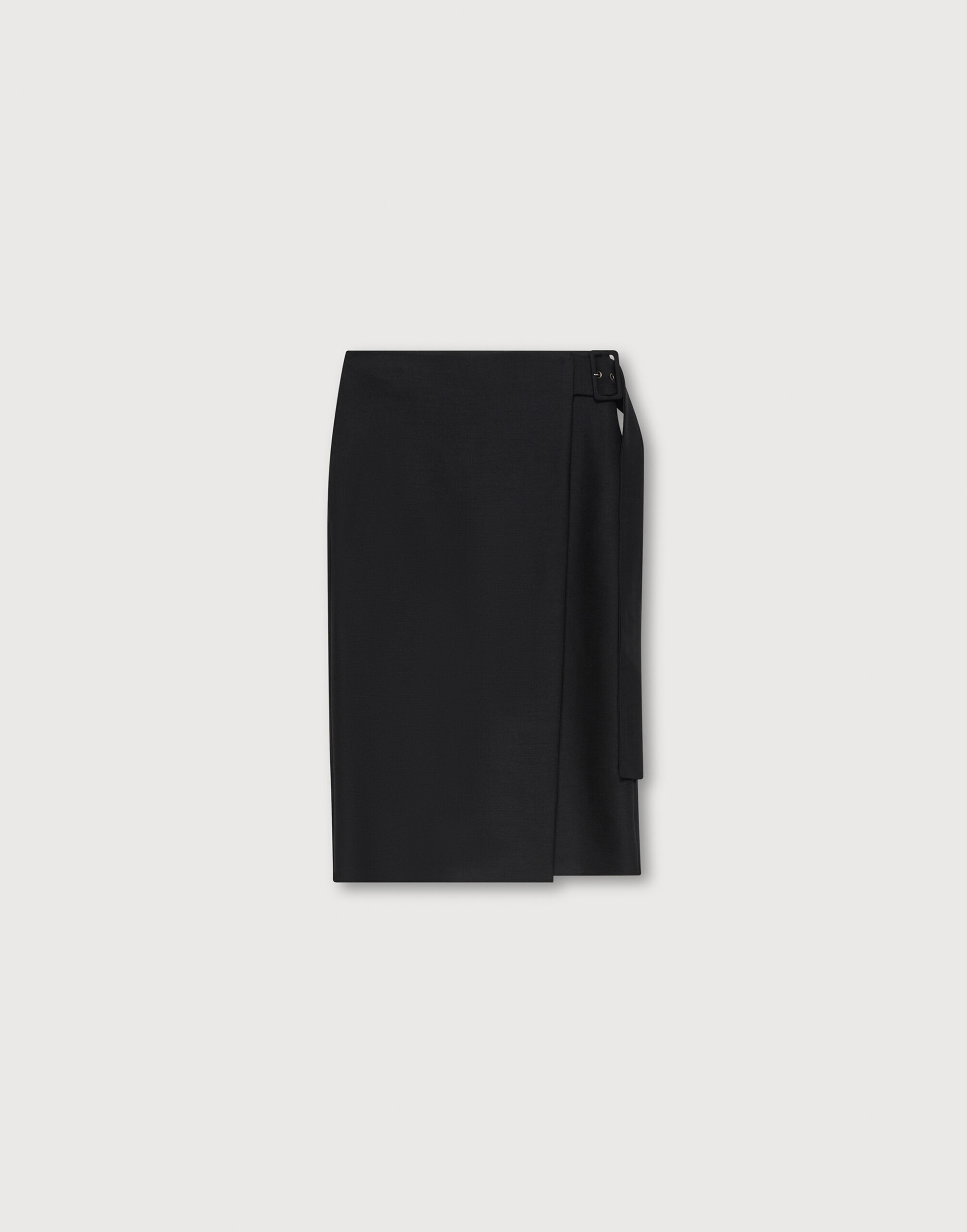 Jupe fourreau en laine extensible noir