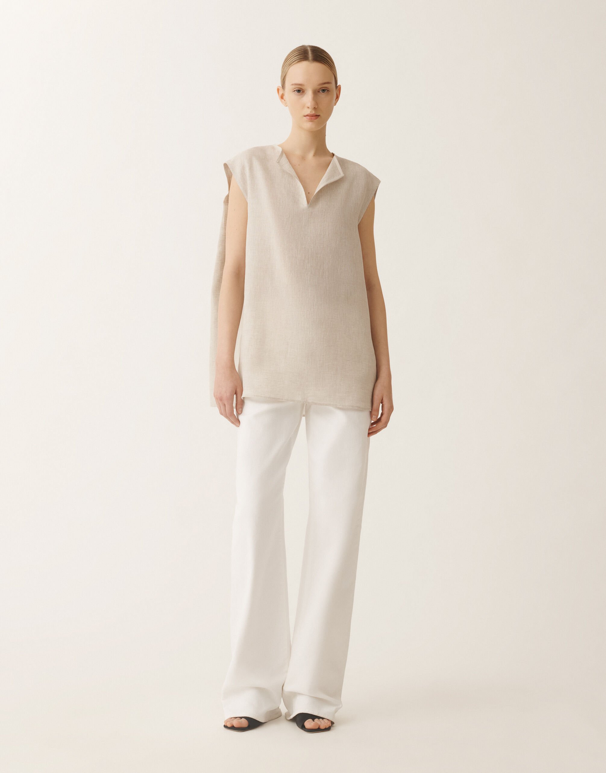 Fabiana Filippi Top aus Leinencanvas, greige WEISS TPD275F595L3770000
