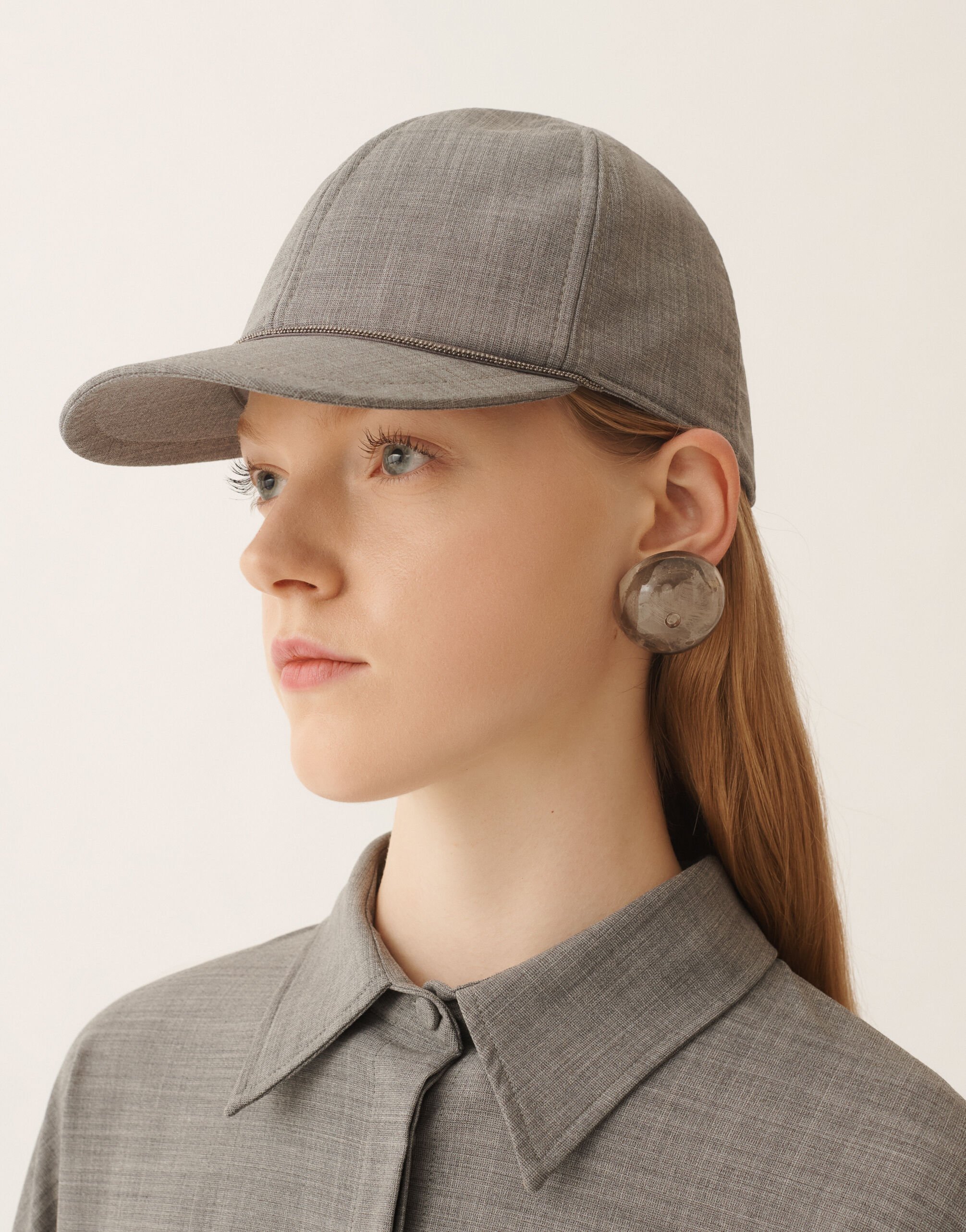 Fabiana Filippi Baseball cap in cool bistretch wool, rock melange Rock Mélange SAD266A873L7630000