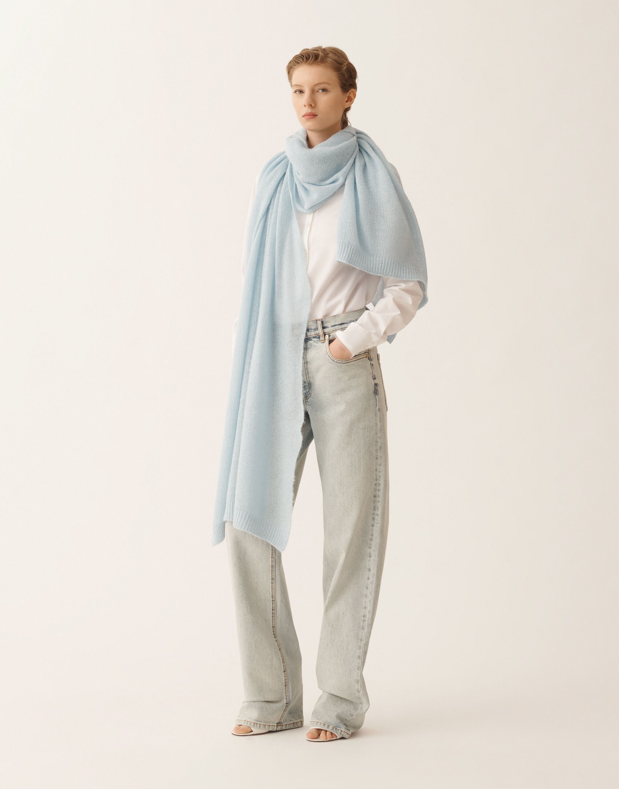 Fabiana Filippi Mohair scarf with micro sequins, aqua Aqua SAD266A878L7950000