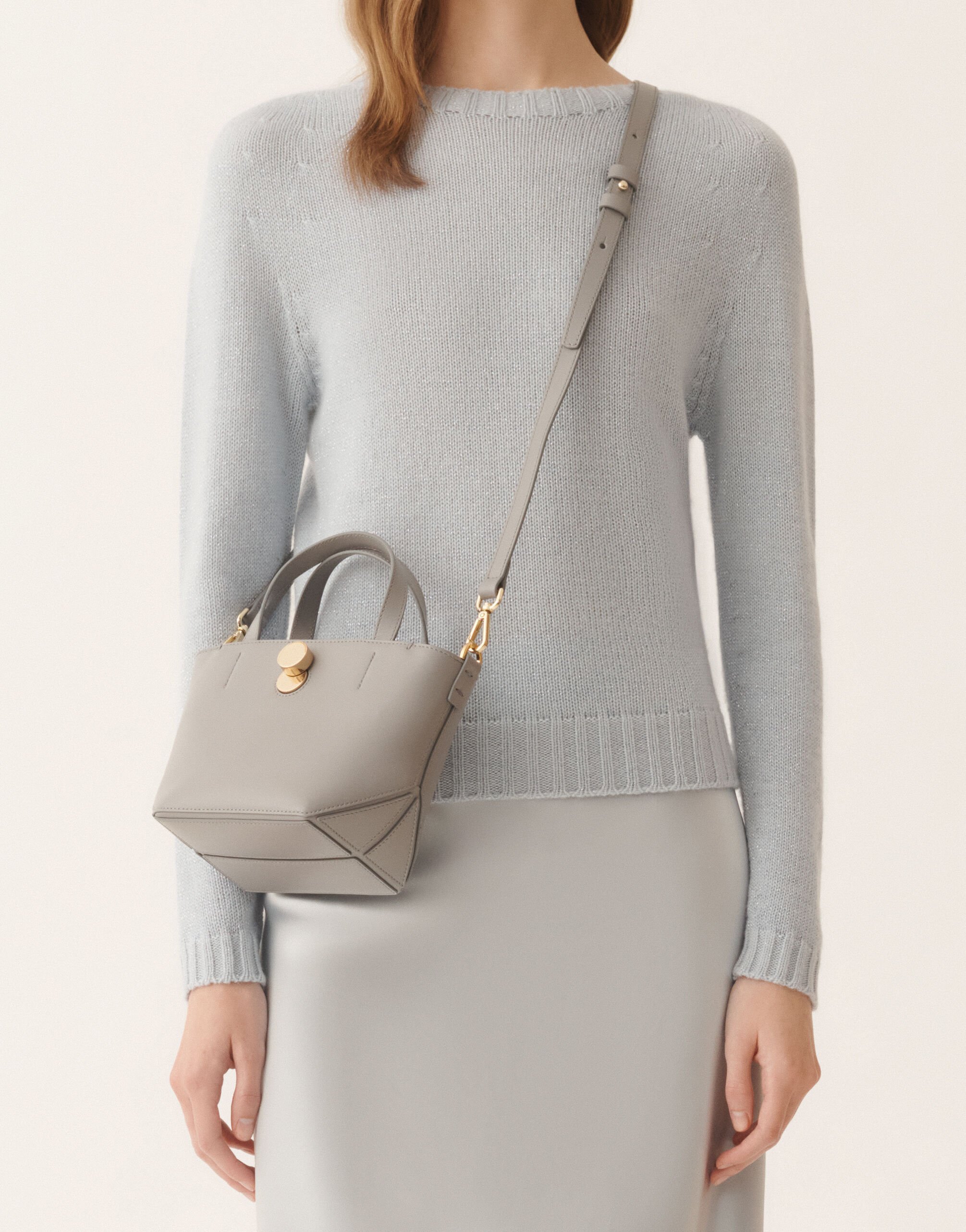 Fabiana Filippi Eclissi mini tote bag in nappa calfskin leather, shadow Gray BGD266A810M0070000