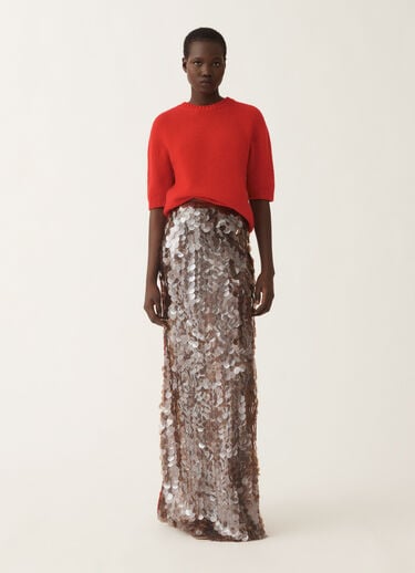 Fabiana Filippi Skirt in printed sequin tulle, bark Brown GND225F825L6380000