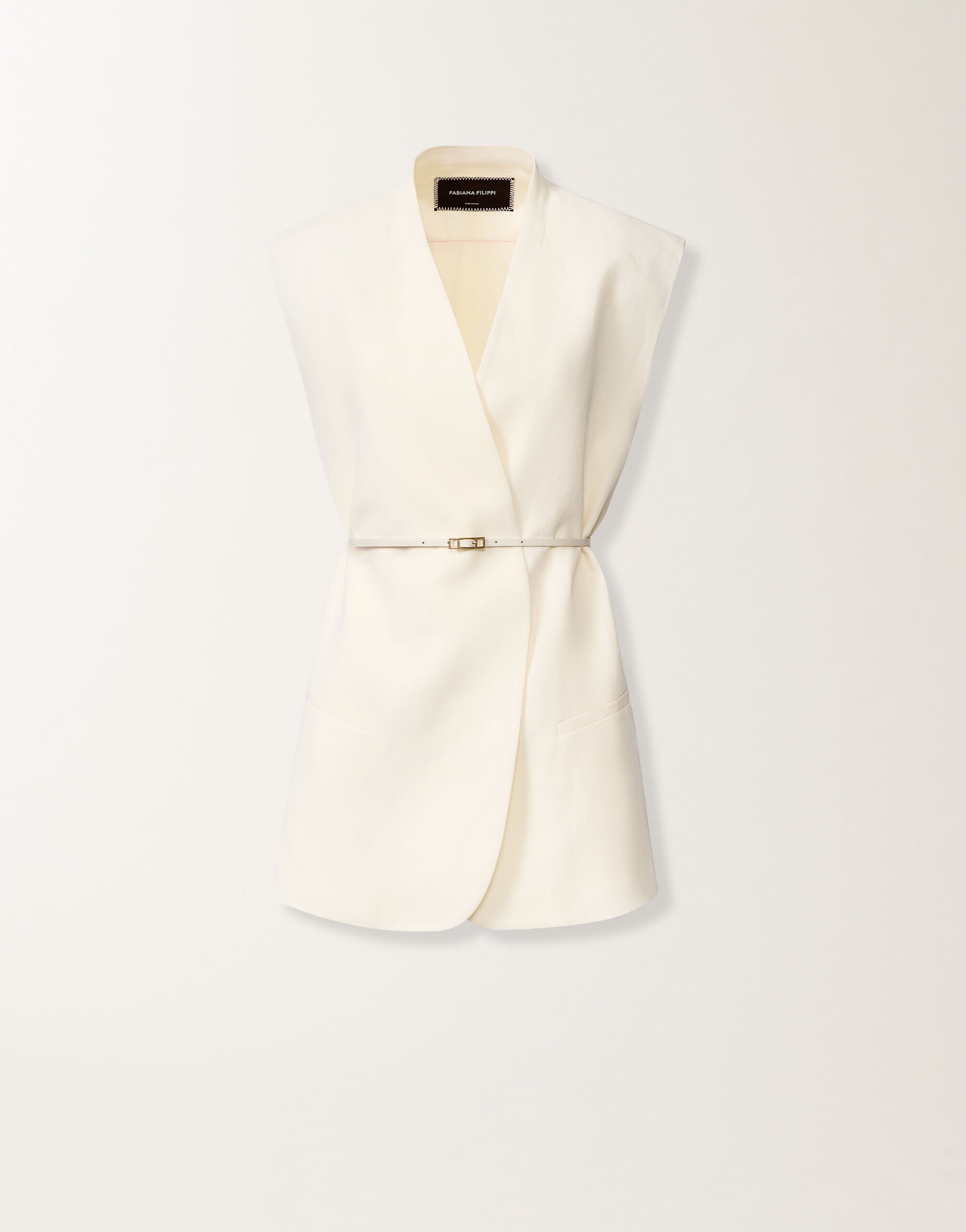 Fließende Weste aus Leinen und Viskose, Butterfarbe Fabiana Filippi Fließende Weste aus Leinen und Viskose, Butterfarbe BUTTER GCD276F660D5440000