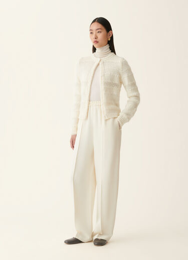 Platinum mohair and micro-sequin striped cardigan, raffia Fabiana Filippi Platinum mohair and micro-sequin striped cardigan, raffia Raffia MAD226F458M4510000