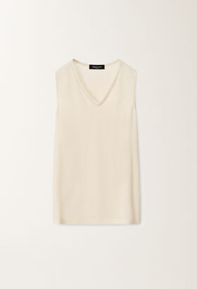 Fabiana Filippi Top aus stretchigem Sablé, vanillefarben WEISS TPD265F773L2350000