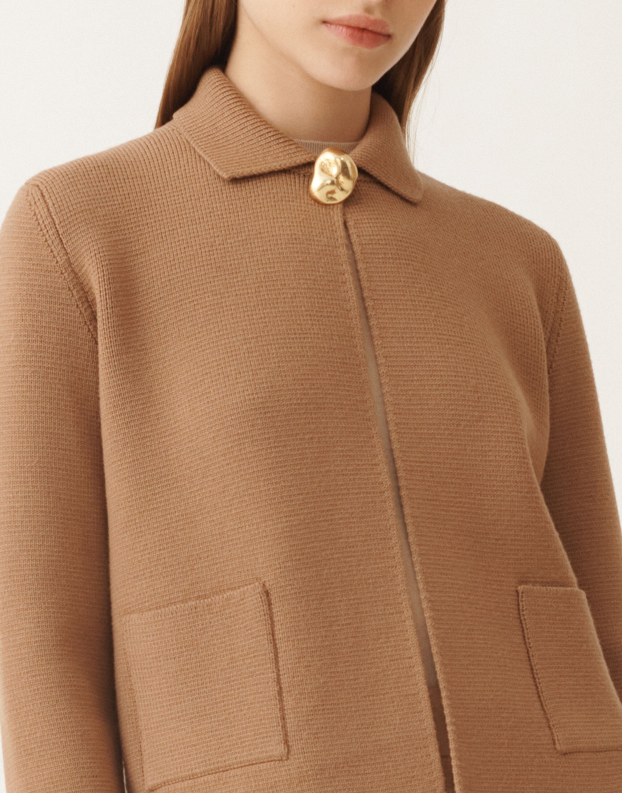 Fabiana Filippi Veste en laine mérinos, osier BRUN GCD215F194D4620000