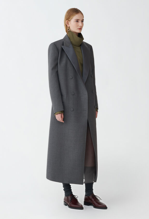 Fabiana Filippi WOOL SILK DOUBLE TUXEDO TOPCOAT GREY CTD214F220I9230000