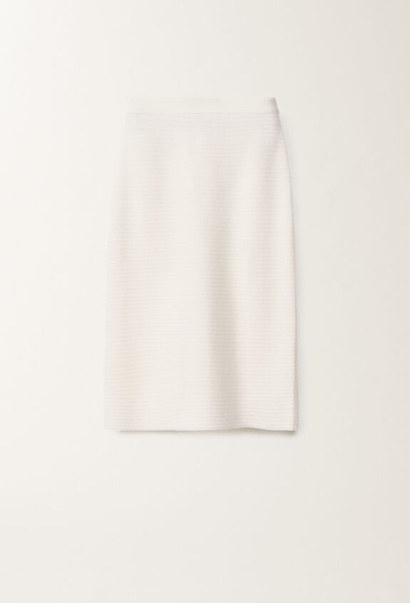 Fabiana Filippi Wool and cotton pencil skirt, raffia WHITE GND265F404D5100000