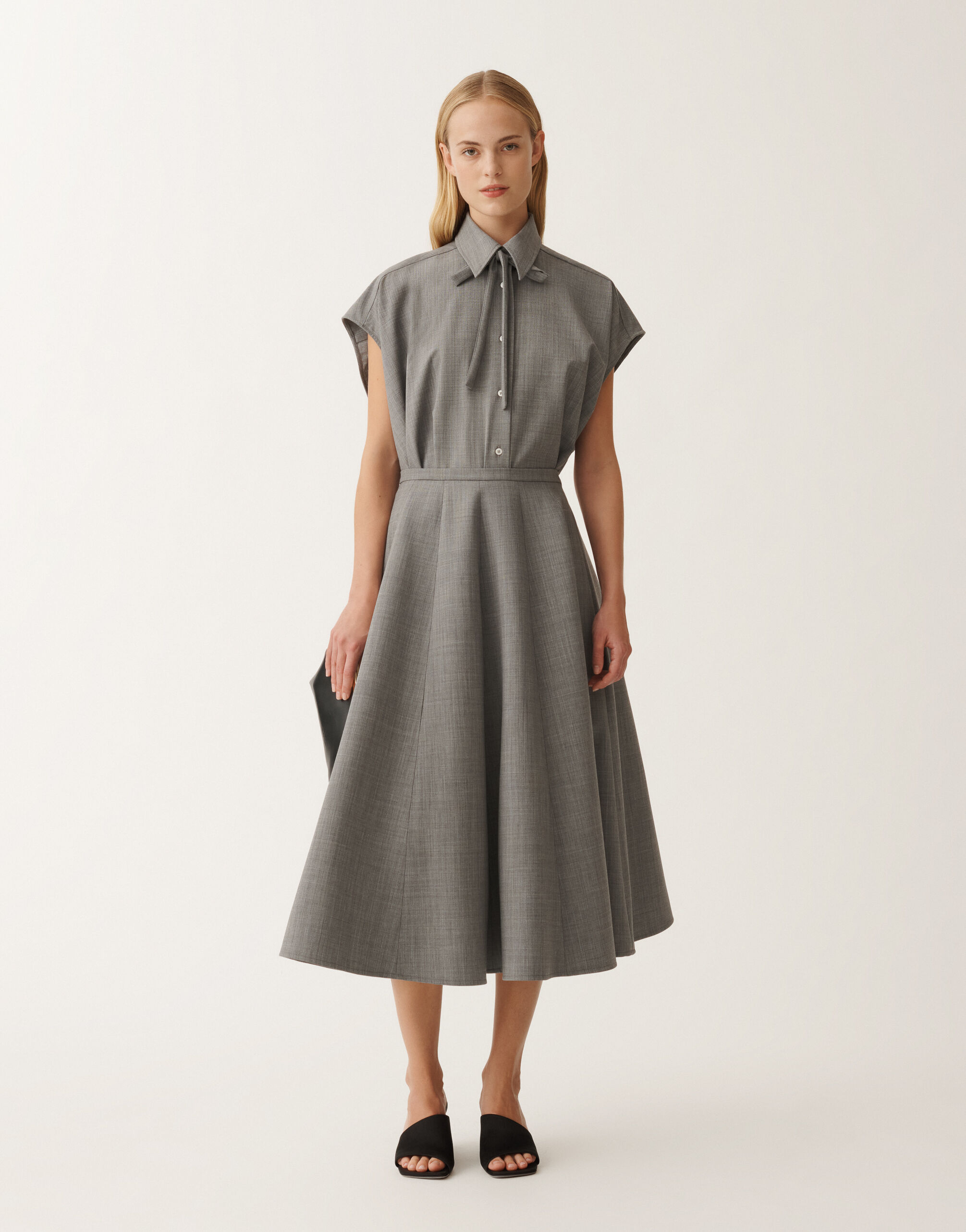 Fabiana Filippi Cool wool shirt, melange rock GREY CAD265F429D6200000