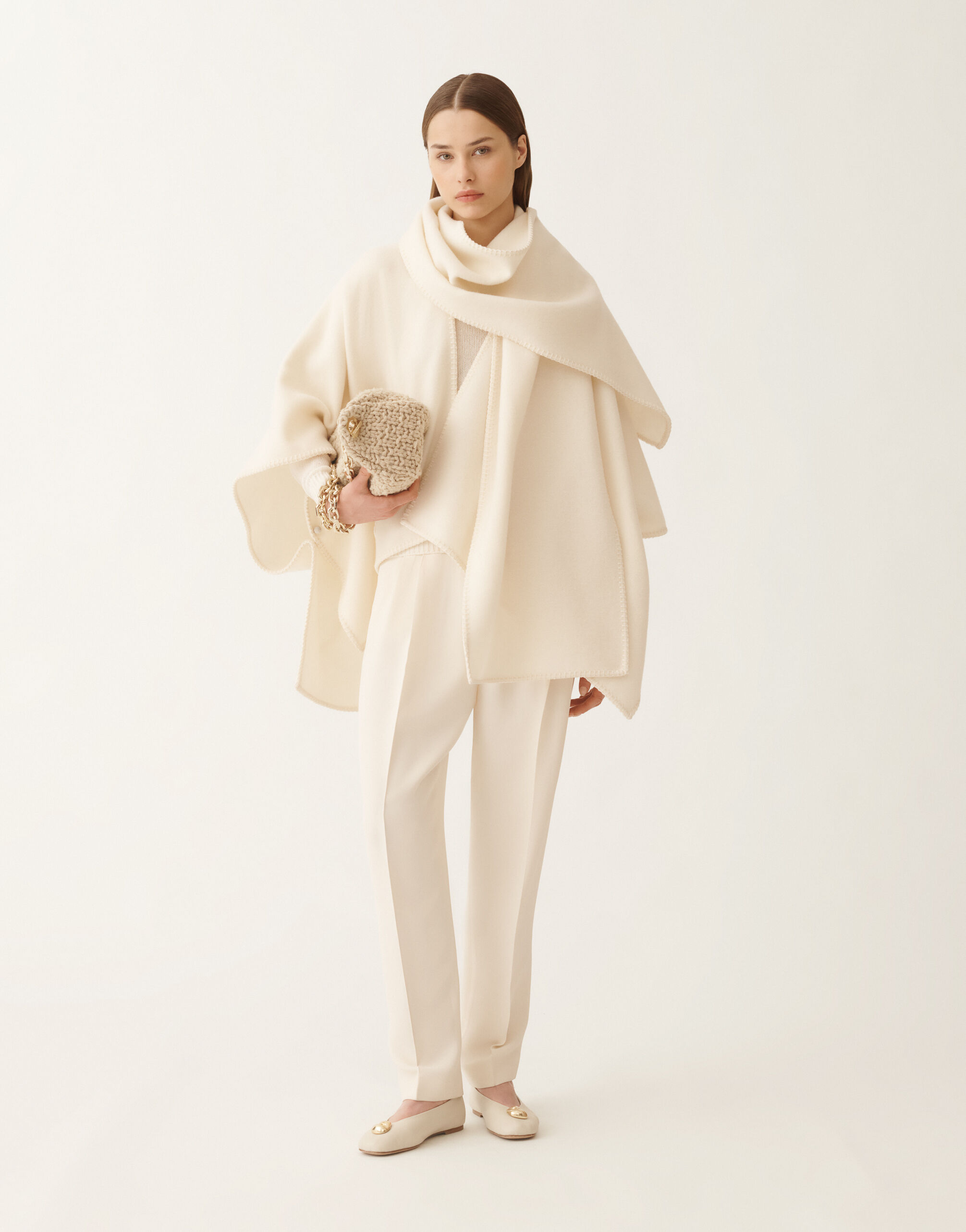 Wool cloak, butter for Women | Fabiana Filippi® Wool cloak, butter for Women | Fabiana Filippi®