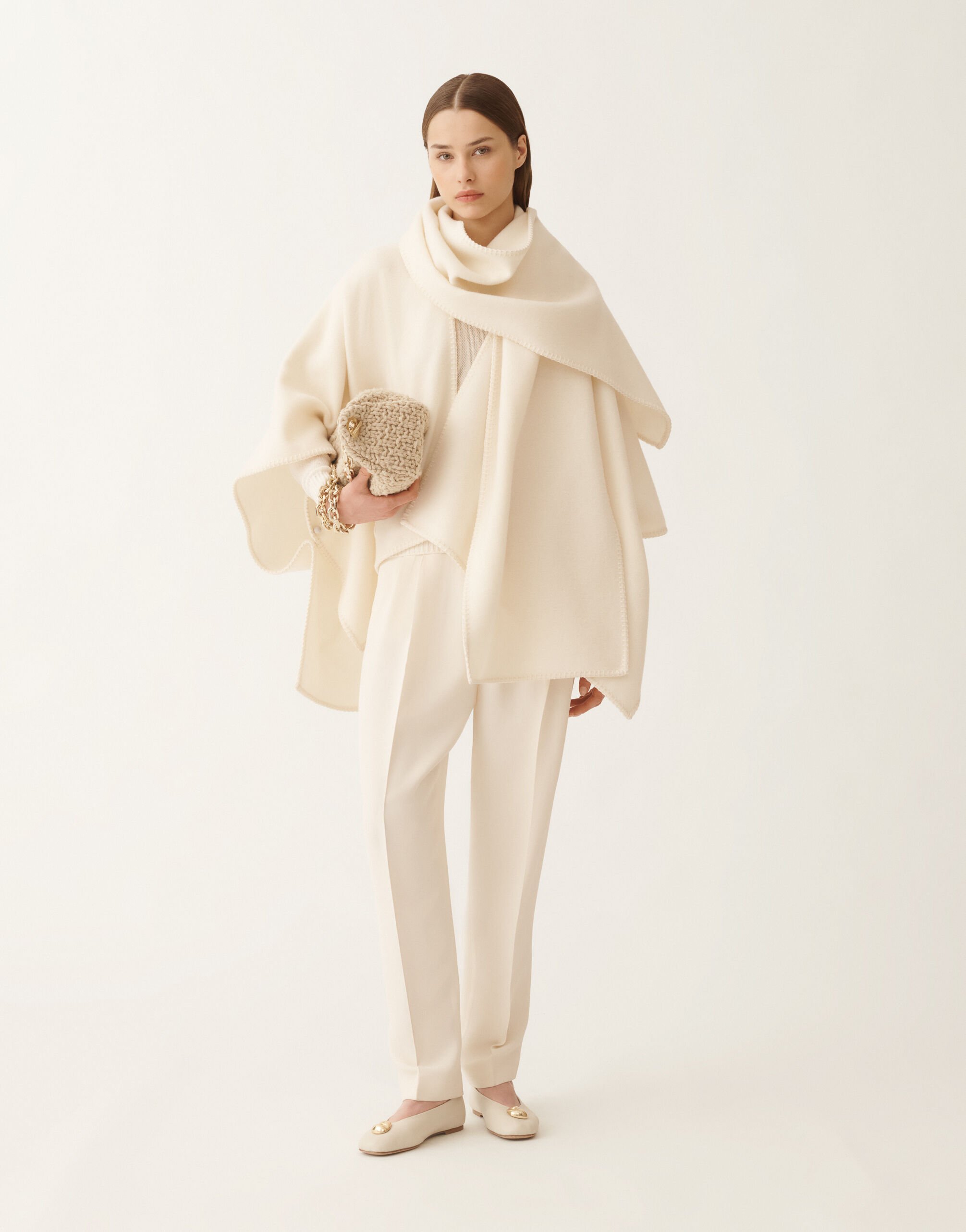 Fabiana Filippi Wool cloak, butter WHITE SAD215A884L8300000