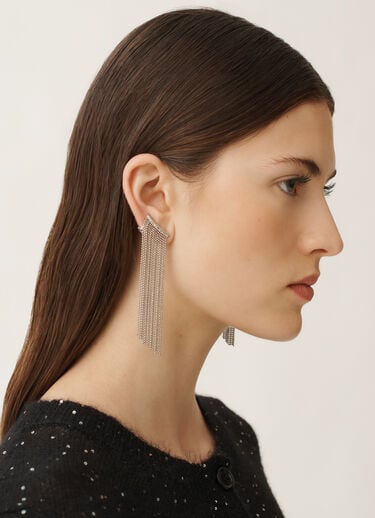 Fabiana Filippi Pendientes con flecos de hilo diamantado, níquel PLATA BXD265A944L2700000
