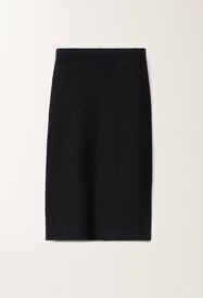 Fabiana Filippi Cotton and linen skirt with sequins, midnight blue BLUE GND275F815D2730000
