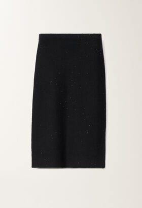 Fabiana Filippi Cotton and linen skirt with sequins, midnight blue BLUE MAD275F053D2730000