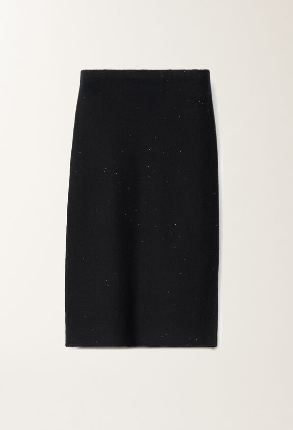 Fabiana Filippi Cotton and linen skirt with sequins, midnight blue BLUE GND275F815D2730000