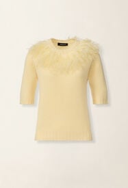 Fabiana Filippi Platinum-Pullover mit Straußenfedern, Vanillegelb Vanillegelb MAD226F490M4380000