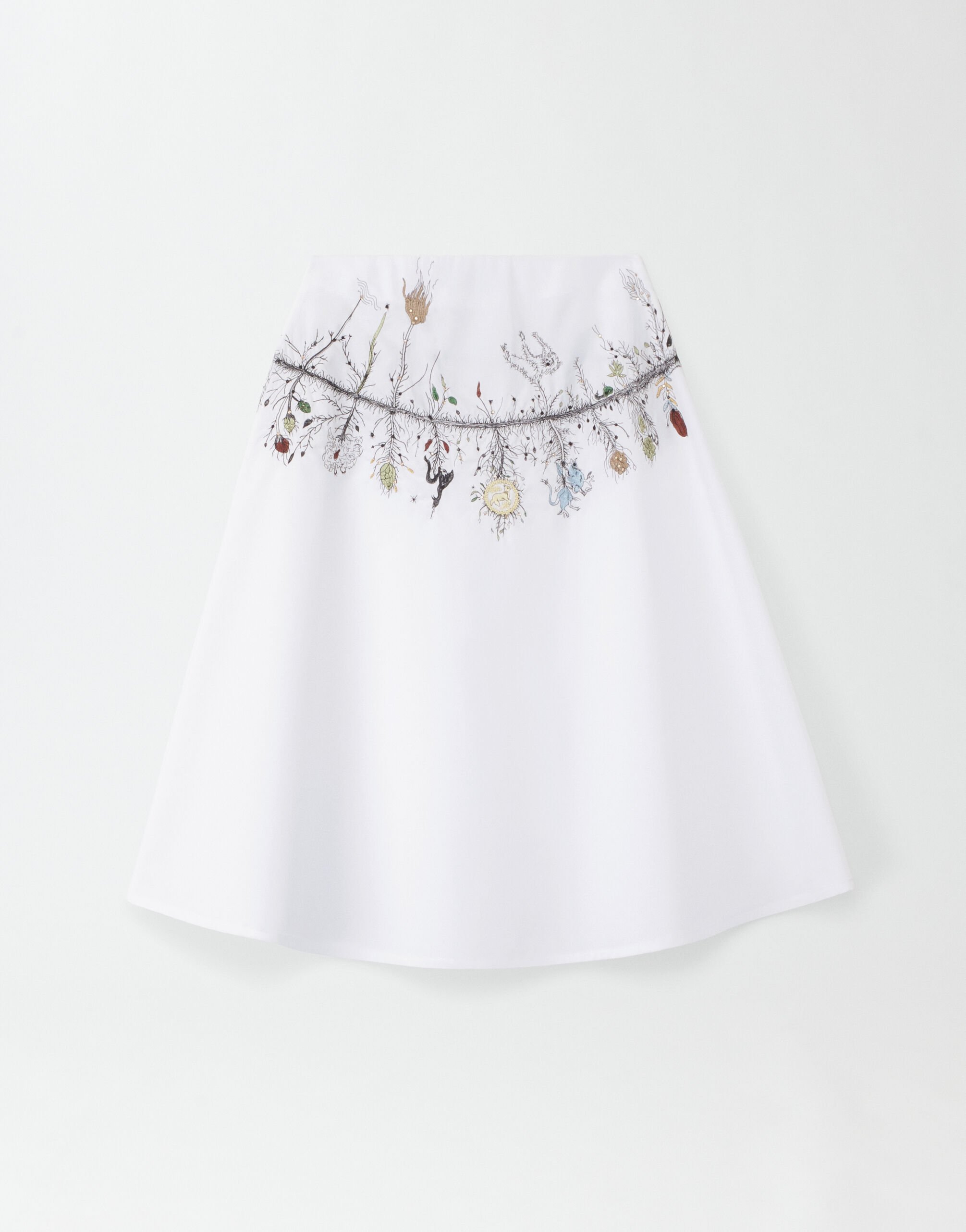 Fabiana Filippi COMPACT POPLIN GODET SKIRT WITH EMBROIDERY GND274F672H4890000