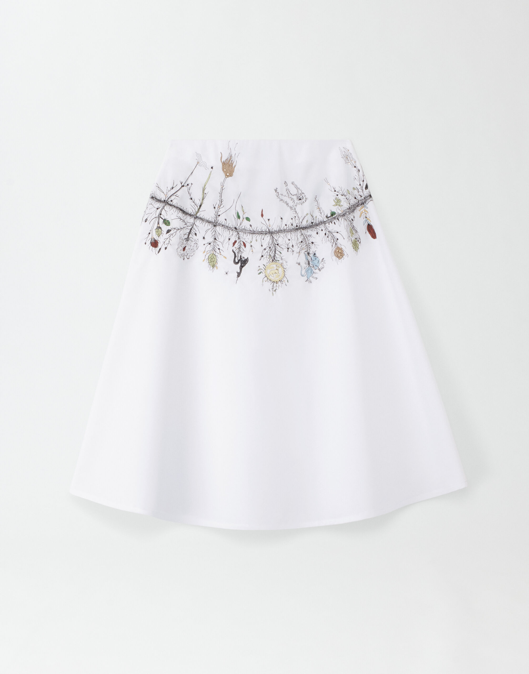 Fabiana Filippi COMPACT POPLIN GODET SKIRT WITH EMBROIDERY ABD274F499H4800000