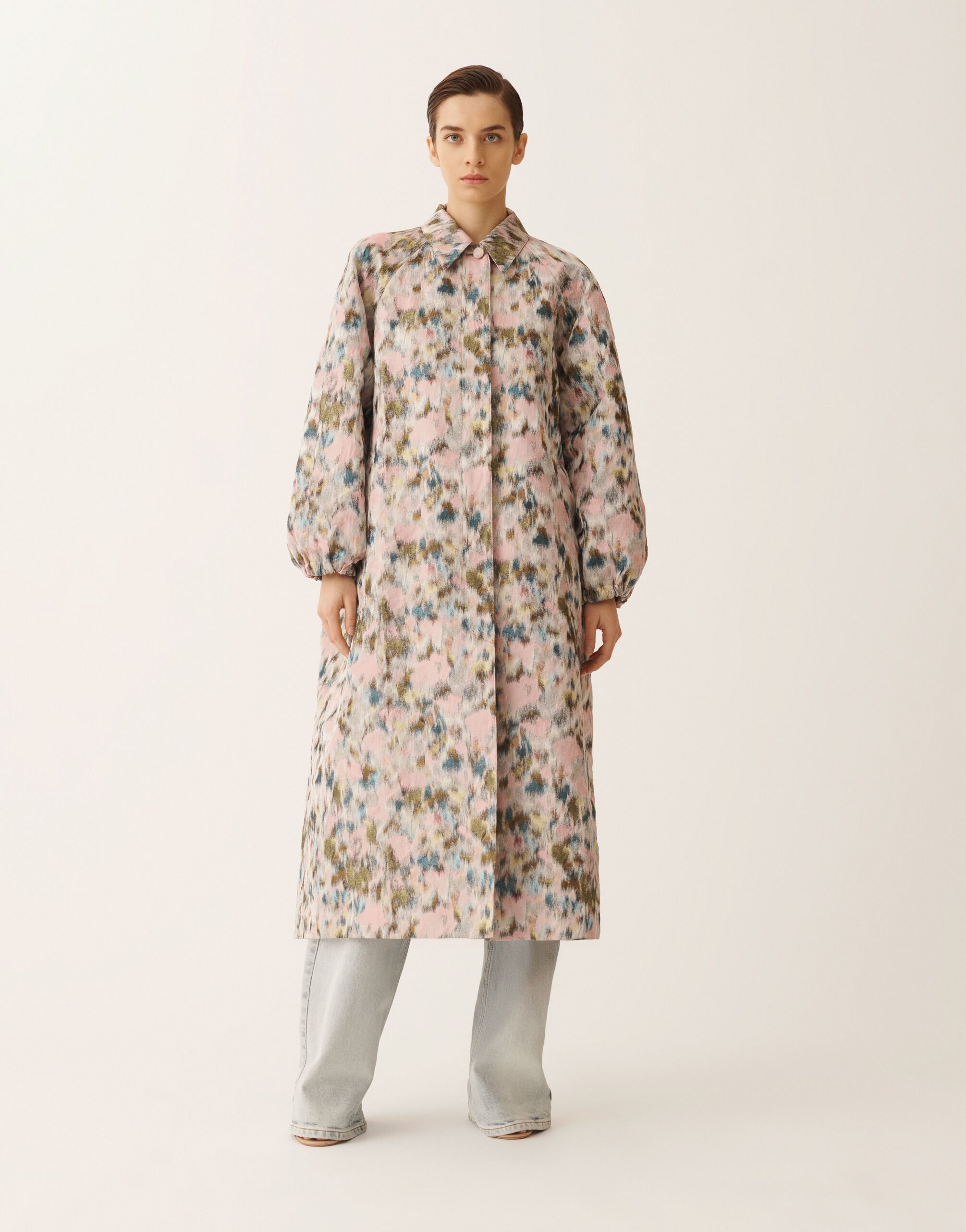 Fabiana Filippi Long trench in technical chiné, chiné CHINÉ CTD276F698D9490000