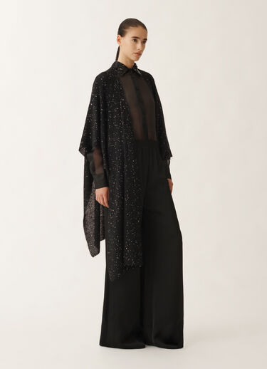 Fabiana Filippi Offenes Cape aus Mohair, schwarz SCHWARZ SAD265A811D8170000