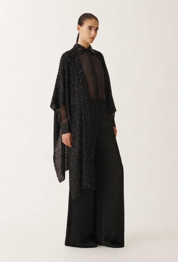 Fabiana Filippi Offenes Cape aus Mohair, schwarz SCHWARZ SAD265A811D8170000