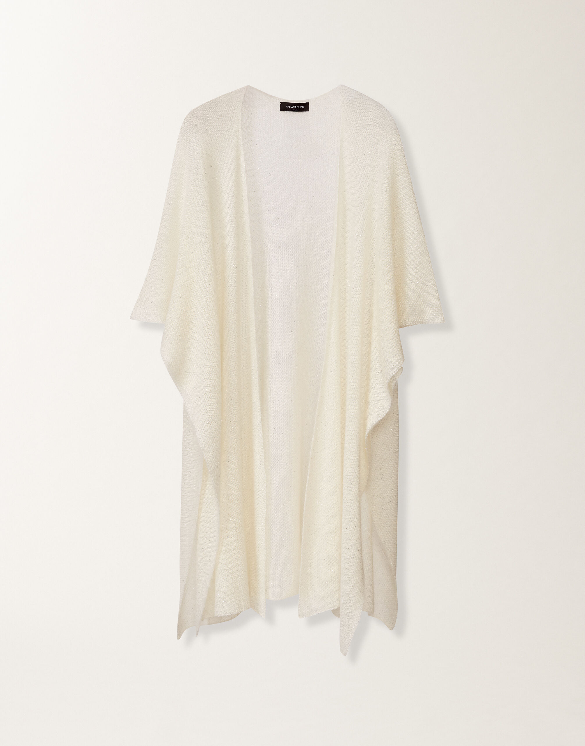 Mohair cape with sequins, raffia Fabiana Filippi Mohair cape with sequins, raffia White SAD266A882L7950000