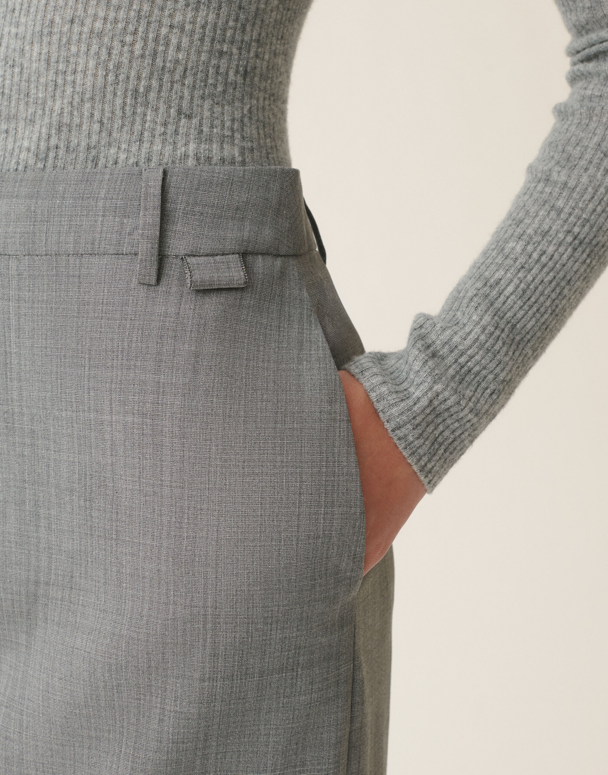 Pencil skirt in bi-stretch fresco wool, Melange Fabiana Filippi Pencil skirt in bi-stretch fresco wool, Melange Melange GND226F774M3860000
